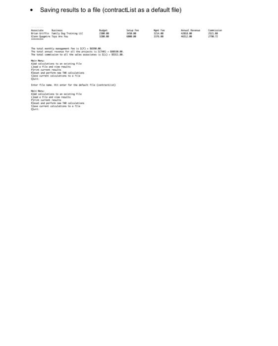 a list of contracts and their TAR calculation results. But you will