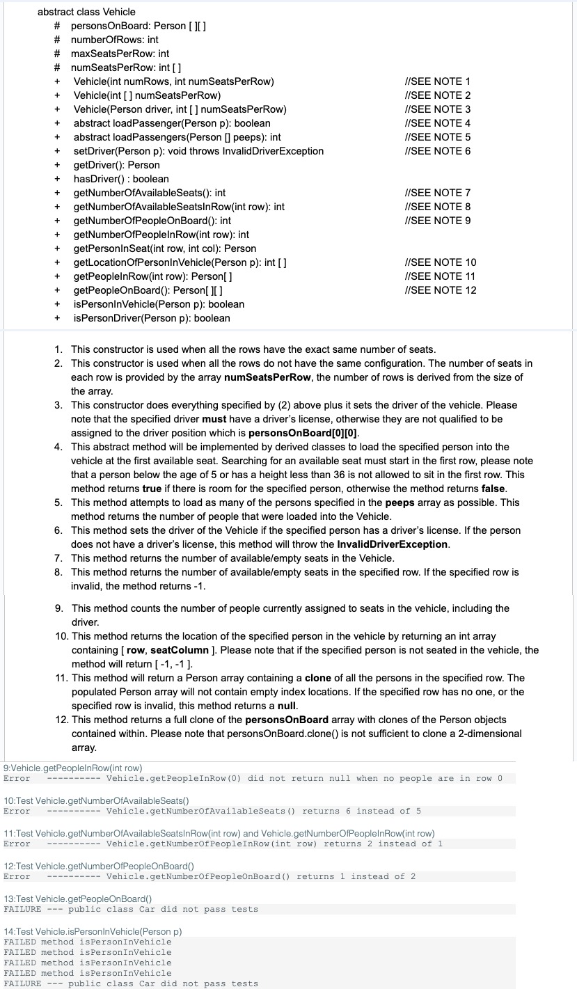  Having some issues with my Vehicle Class PLEASE provide corrected codes