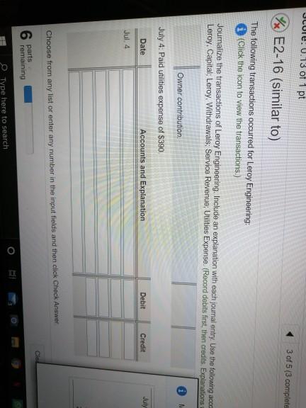 Use the following accounts: Cash; Accounts Receivable; Office Supplies; Equipment; Accounts Payable;