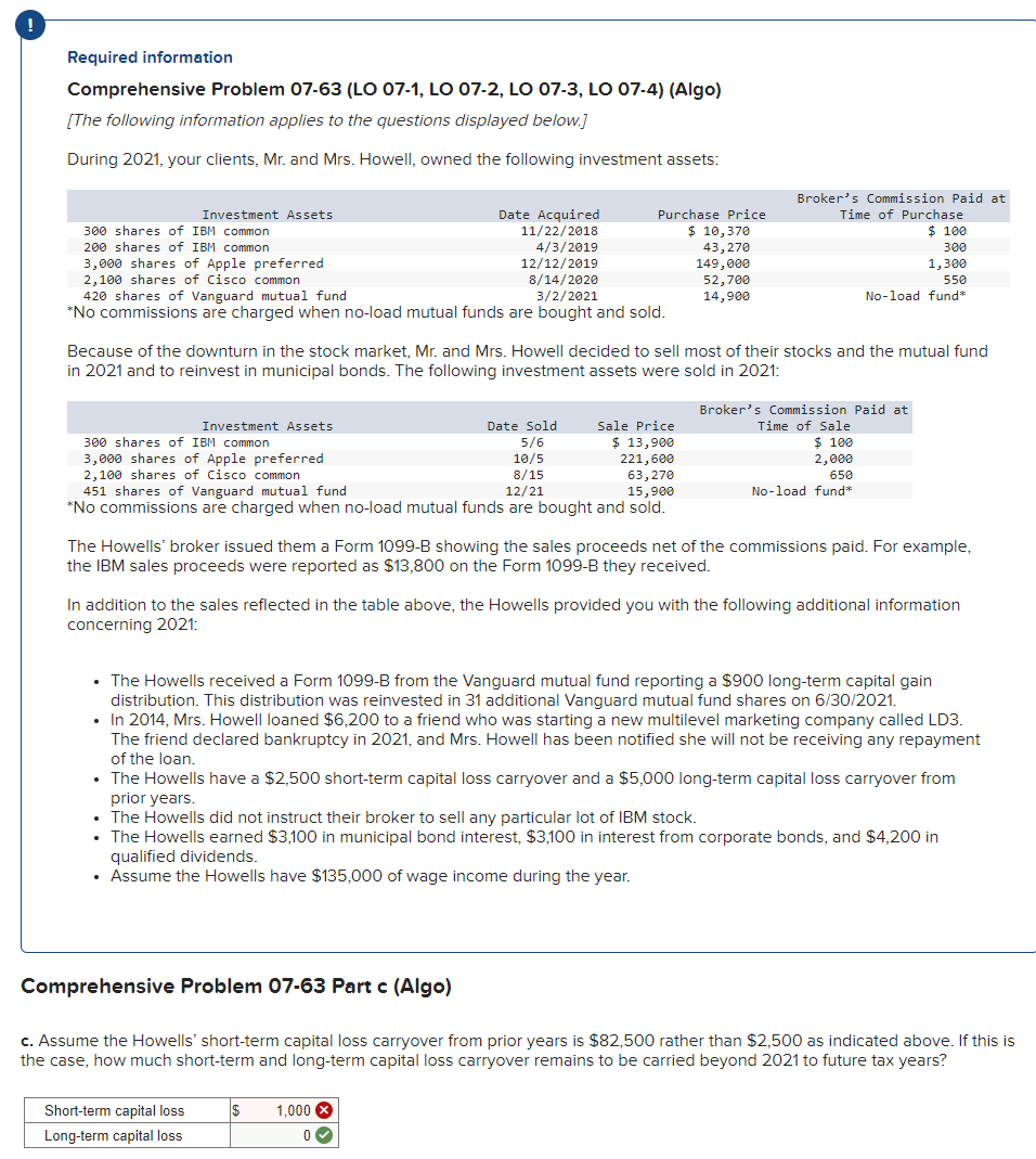  Required information Comprehensive Problem 07-63 (LO 07-1, LO 07-2, LO 07-3,
