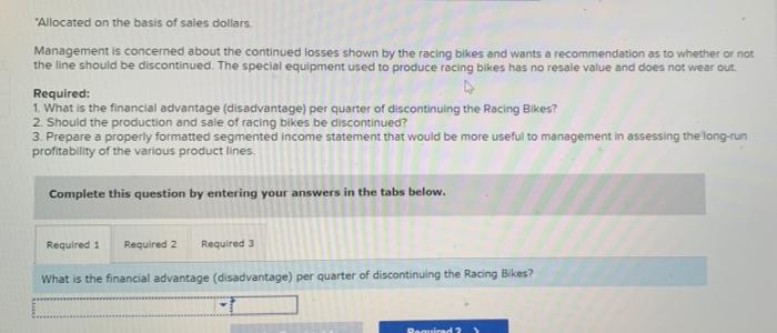 Cycle Company manufactures three types of bicycles--a dirt bike, a mountain bike,