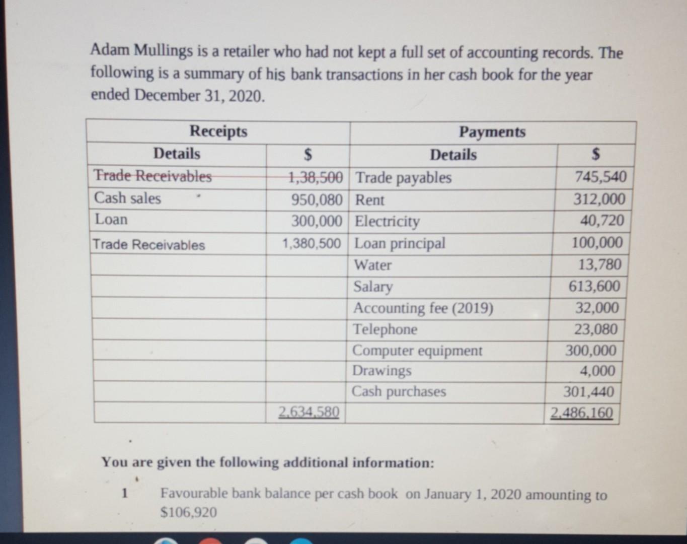  Using the information can you prepare an income statement and cash