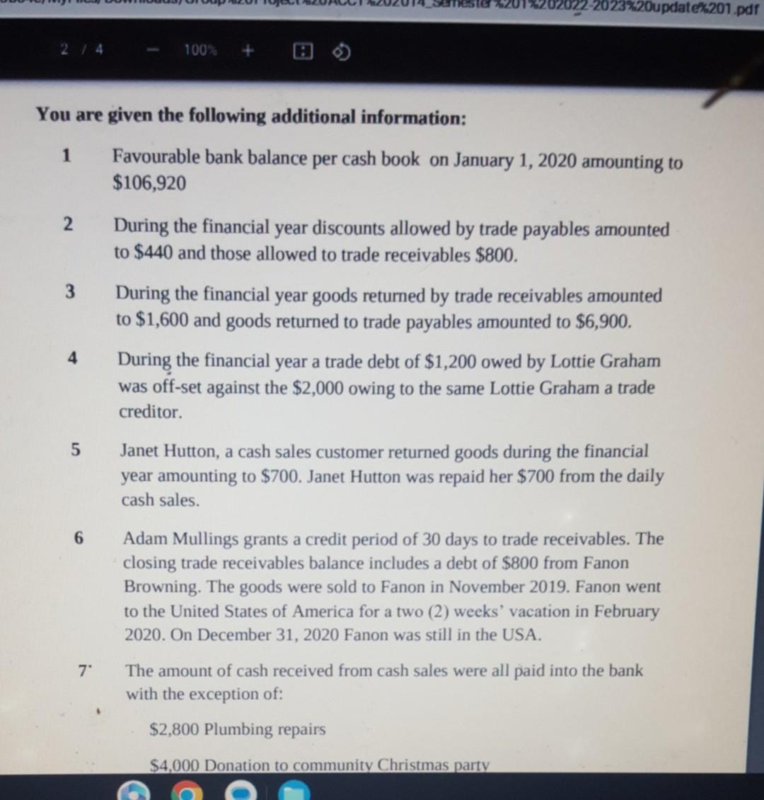 flow statement. Adam Mullings is a retailer who had not kept a