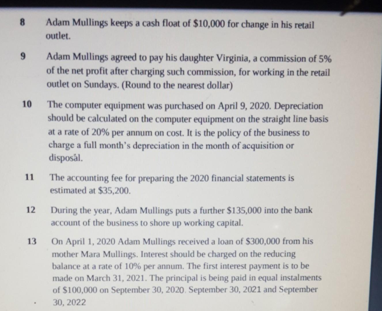 full set of accounting records. The following is a summary of his