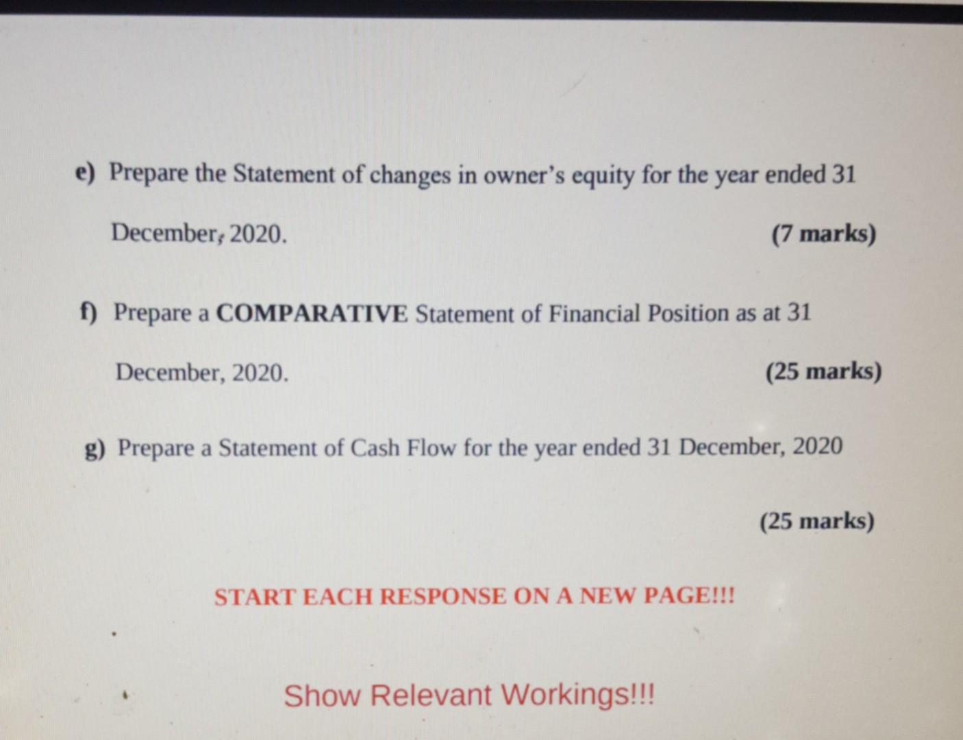 2020. You are given the following additional information: 1 Favourable bank balance