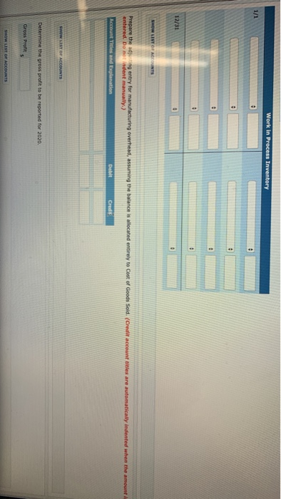 you Question 41 For the year ended December 31, 2020, the job