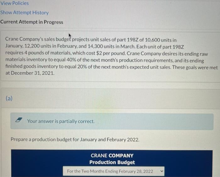  View Policies Show Attempt History Current Attempt in Progress Crane Company's