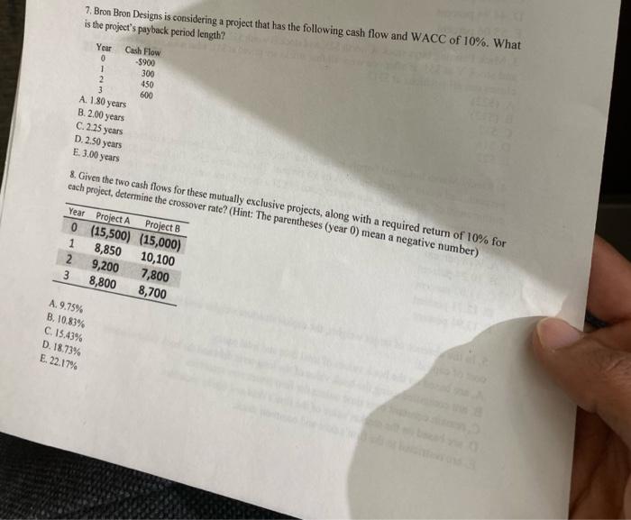  7. Bron Bron Designs is considering a project that has the