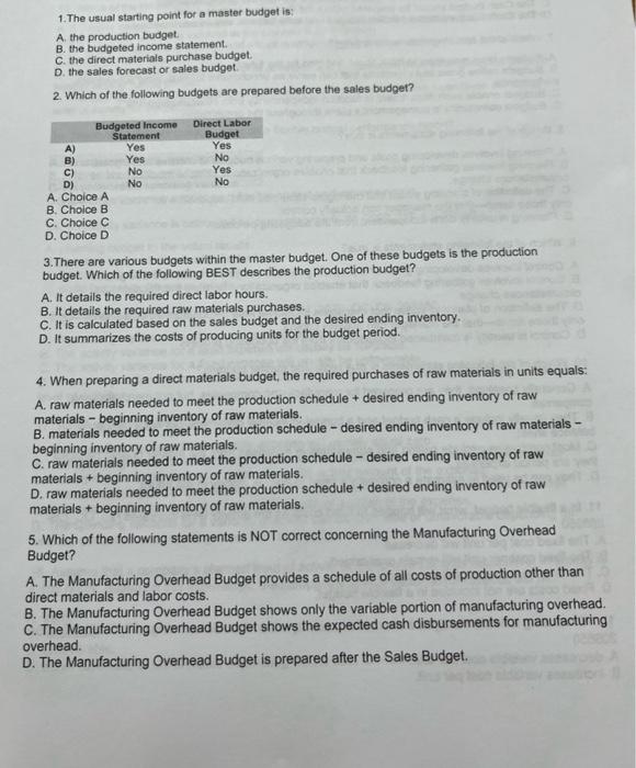  Need help 1-5 please. will thumbs up 1. The usual starting