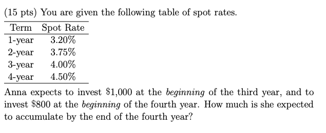 to purchase questions. (15 pts) A company buys a 2-year zero coupon