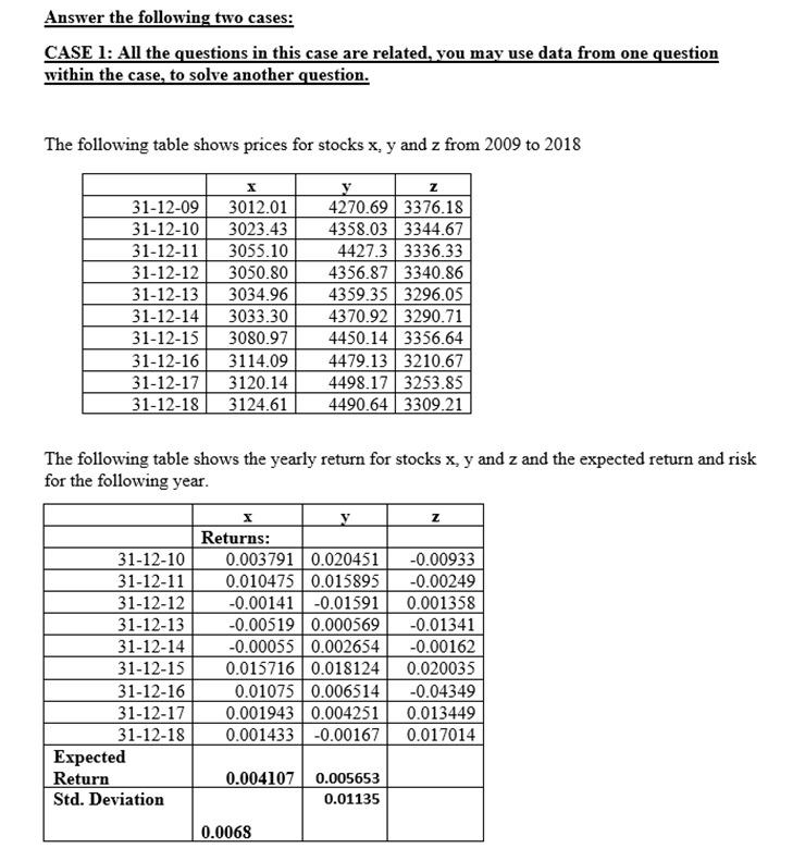 undefined Answer the following two cases: CASE 1: All the questions in