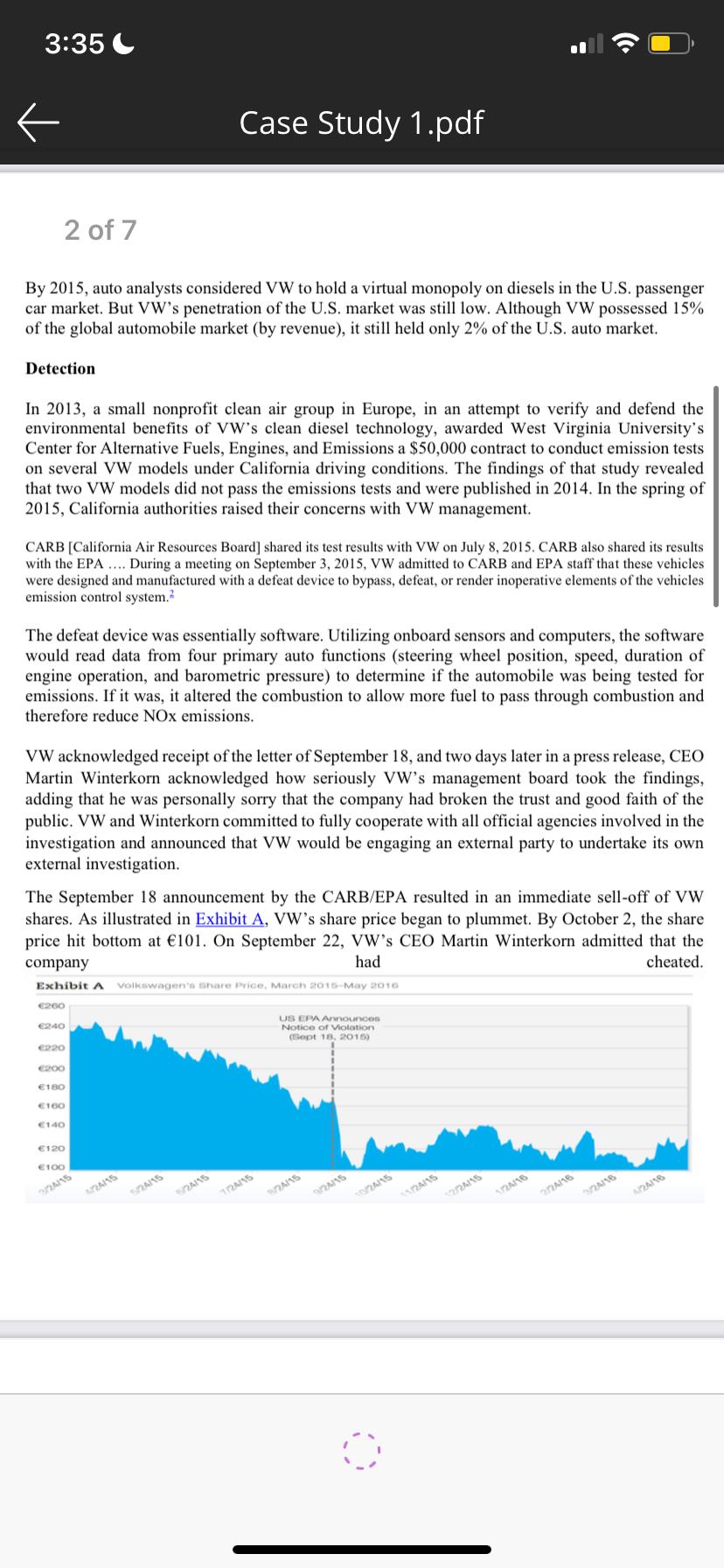 goals of corporate governance been properly served by Volkswagen (VW)? Describe your