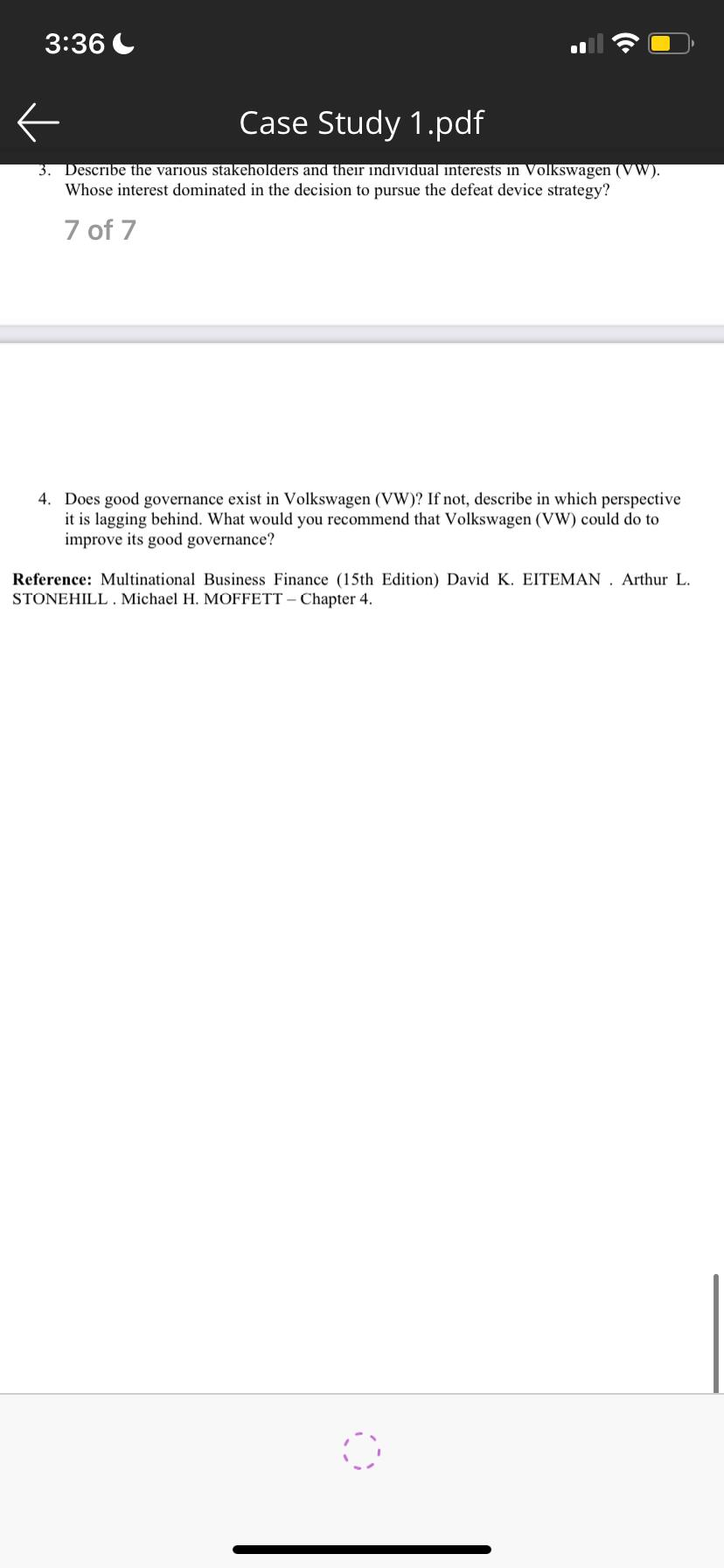that Volkswagen (VW) could do to improve its good governance? Case Study