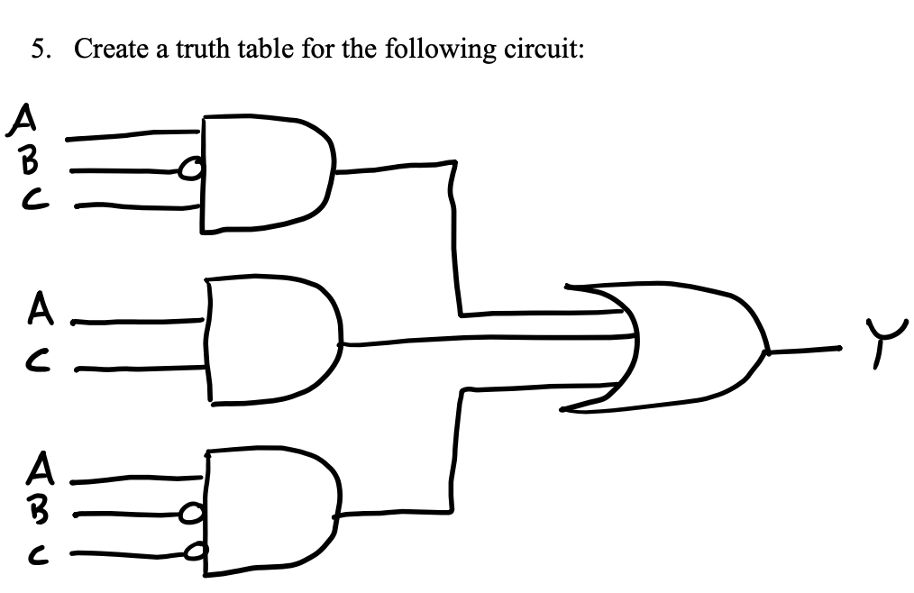5. Create a truth table for the following circuit: