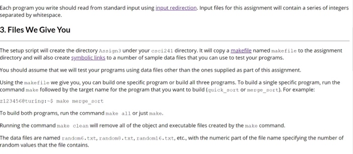 look like the output given. The merge sort is text file looks