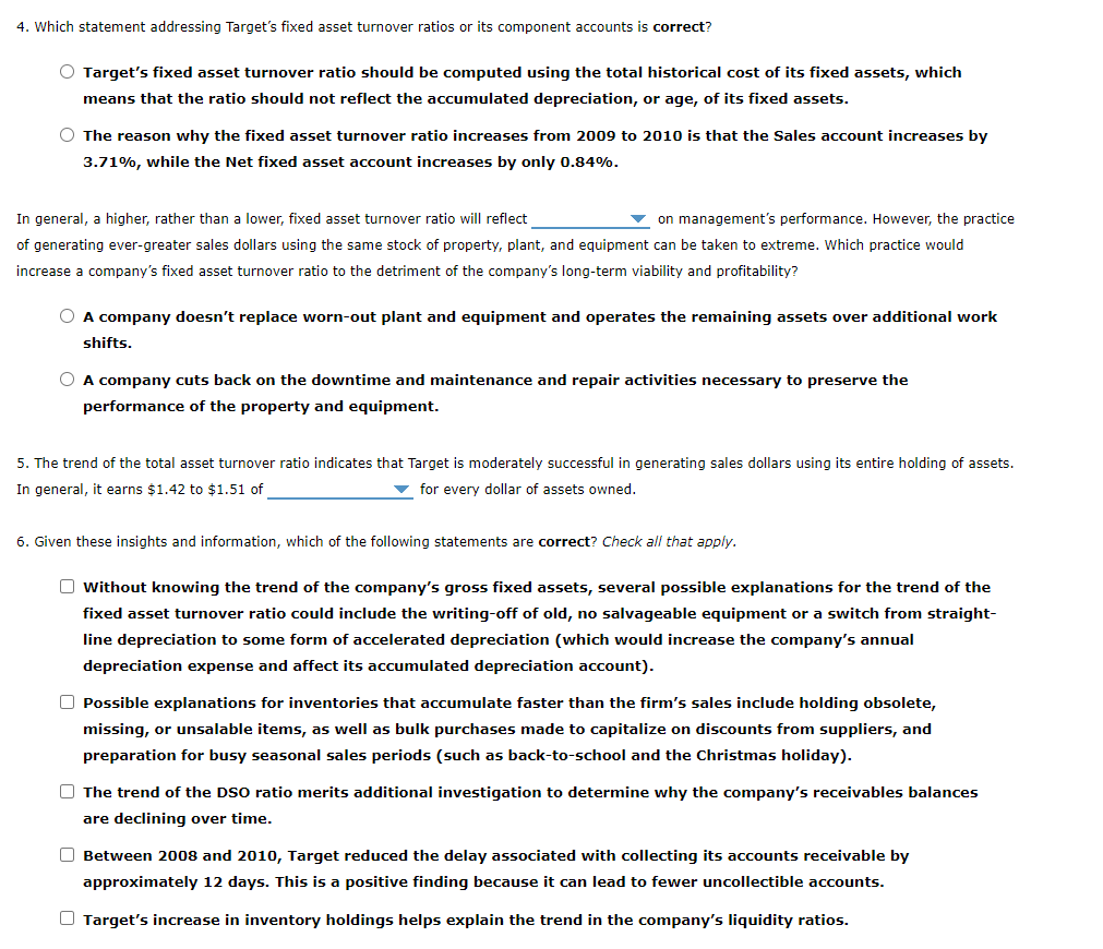 current financial activities and performance. Use the following financial data for Target