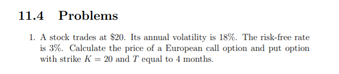 just question 2 please thanks in advance 11.4 Problems 1. A stock