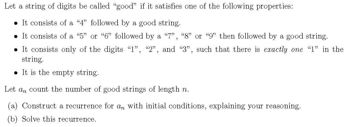 Let a string of digits be called "good" if it satisfies