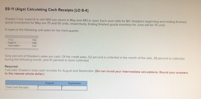 65 units E8-8 (Algo) Preparing Cost of Goods Sold Budget [LO 8-3f]