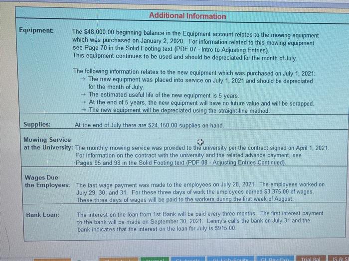 Truck Rental Expense Cash Pay Cash for July Truck Rental X X