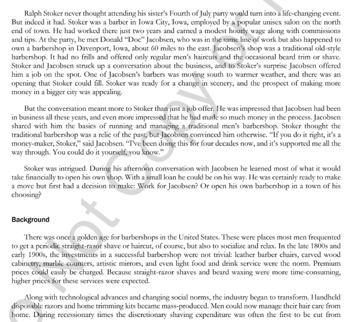 1. First prepare a projected annual income statement for Doe's Barbershop.