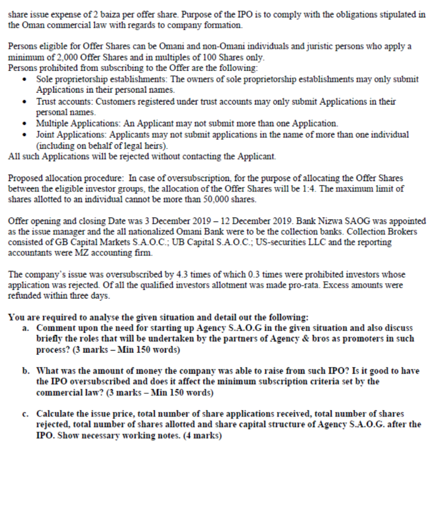 consisting of partners namely: Imran, Fatma, Ahmed, Fareed and Zayed. They have