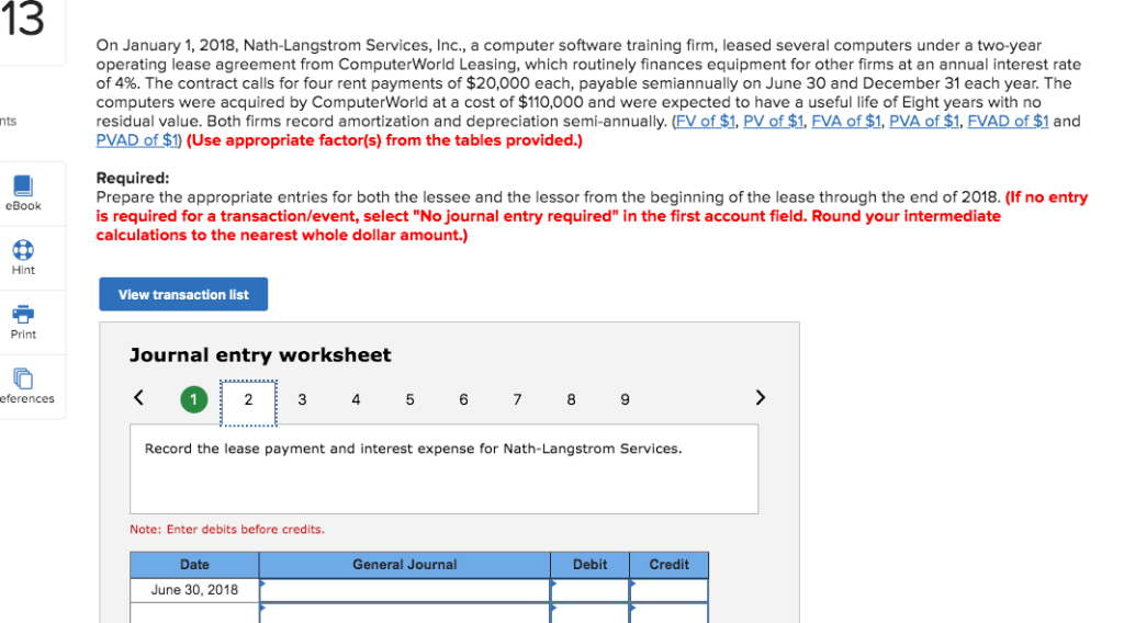 firm, leased several computers under a two-year operating lease agreement from ComputerWorld