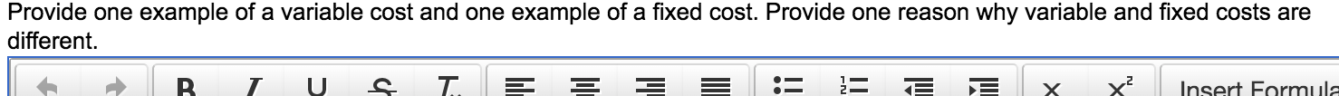 Provide one example of a variable cost and one example of