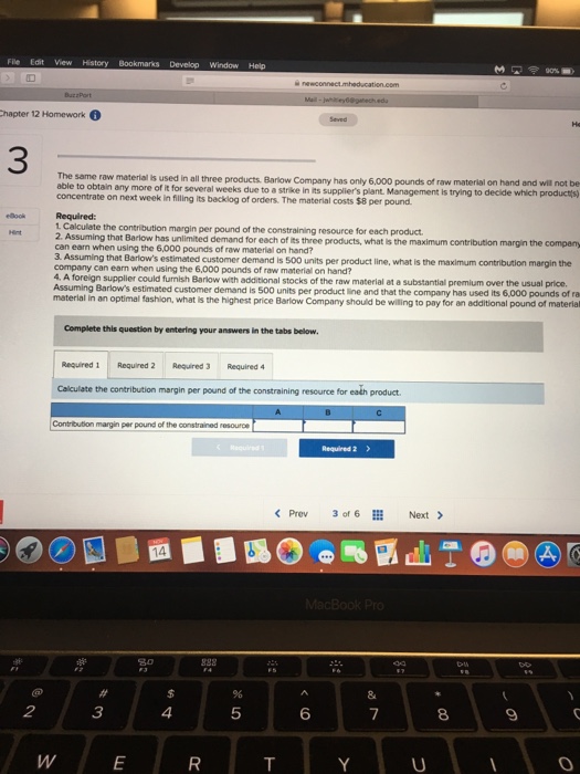 three products-A, B, and C. The seling price, variable costs, and comeribution