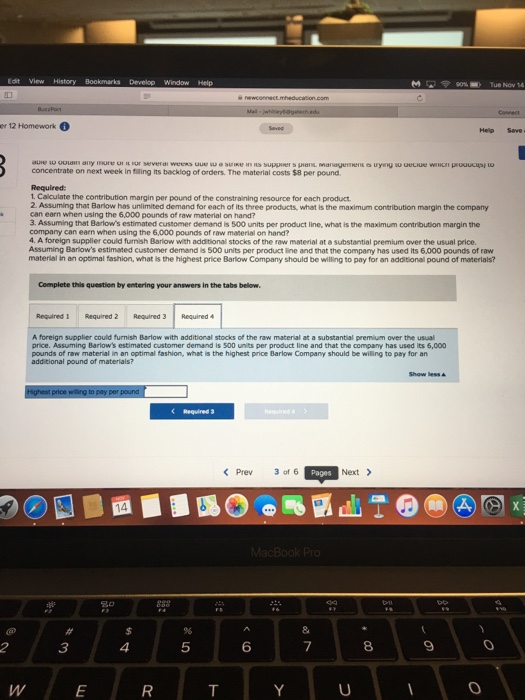 pounds of raw material on hand and will not be able to