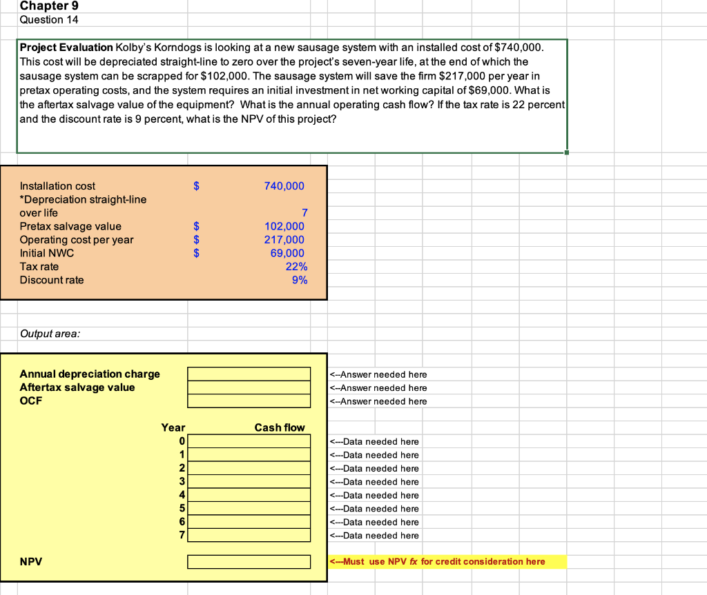 Chapter 9 Question 14 Project Evaluation Kolb/s Korndogs is looking at a