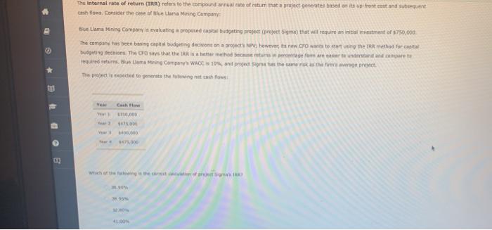  the internal rate of return (IRR) refers to the compound annual