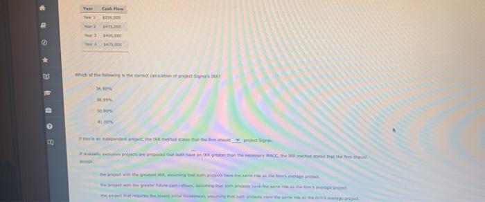 rate of return that a project generates based on its up front