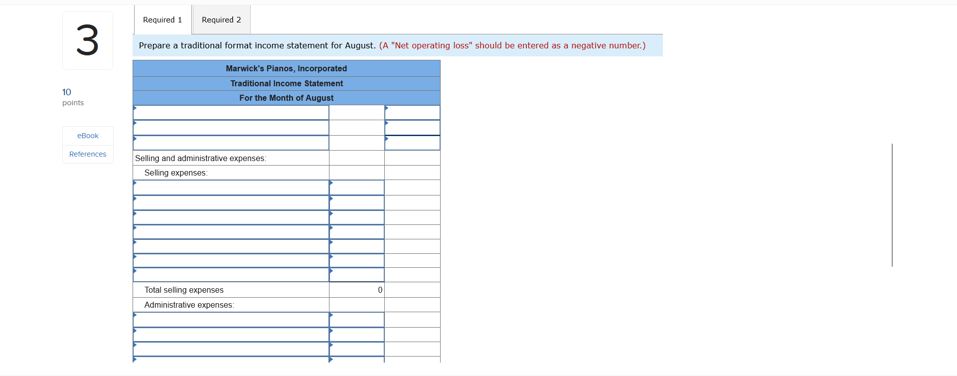 loss" should be entered as a negative number.) Prepare a contribution format
