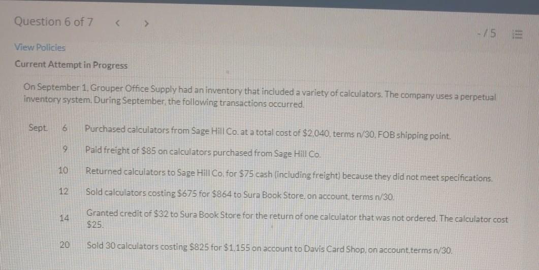Old MathJax webview a. Journalize the September transactions for Grouper Office Supply