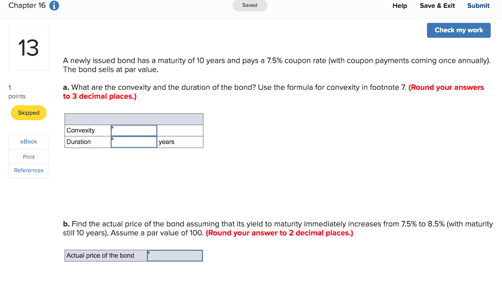  Chapter 16 i Saved Help Save & Exit Submit Check my