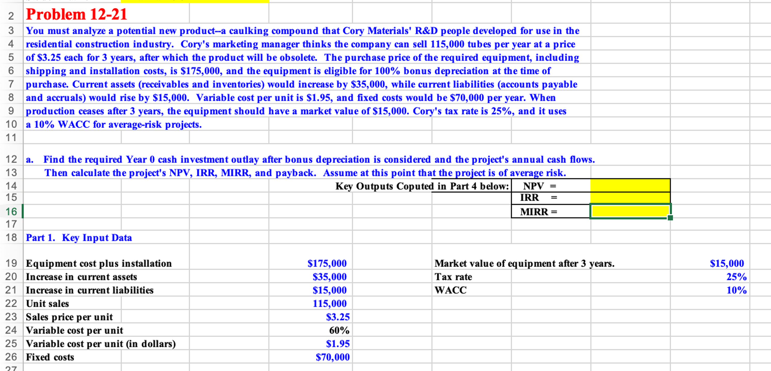  You must analyze a potential new product--a caulking compound that Cory