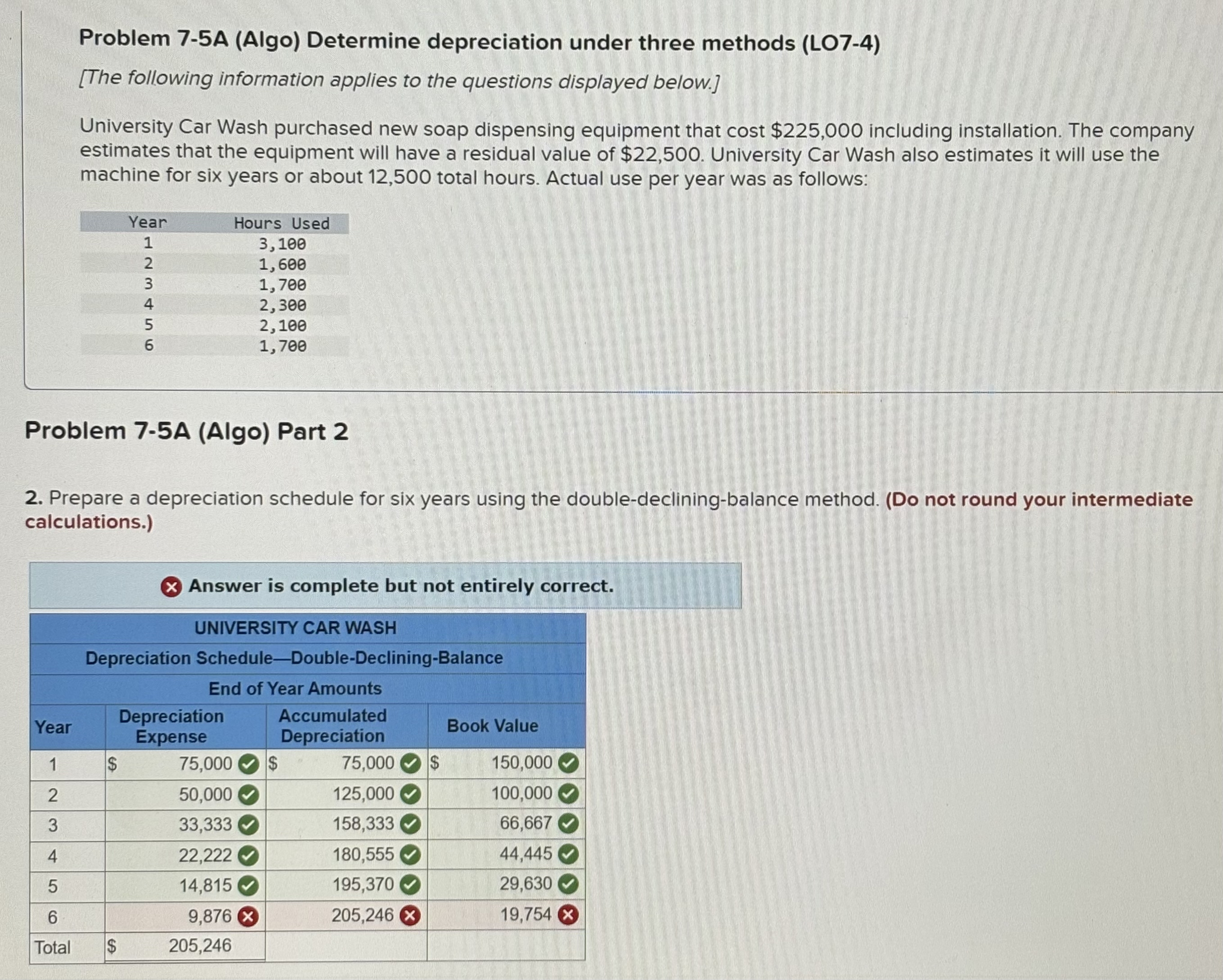  Problem 7-5A (Algo) Determine depreciation under three methods (LO7-4) [The following