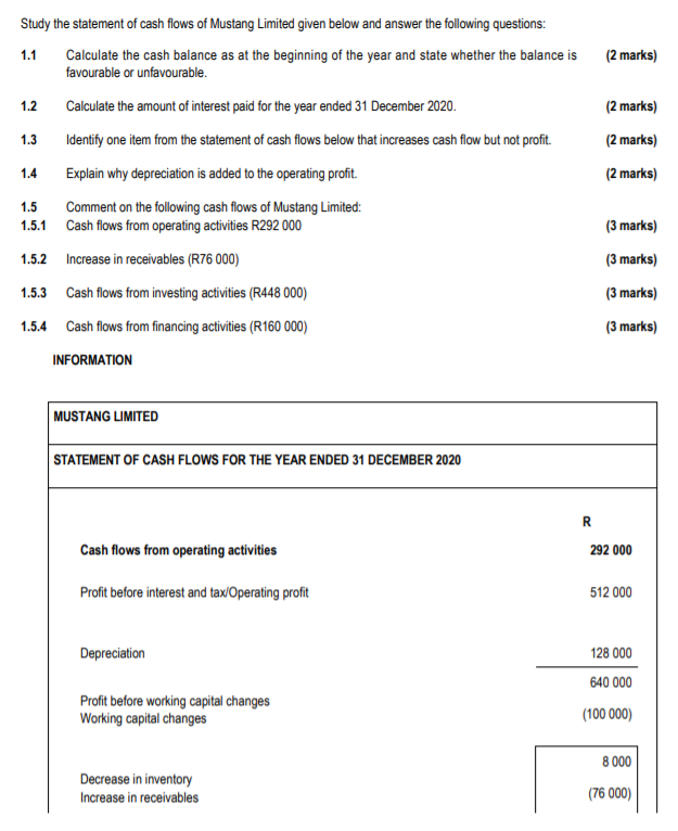  1.1 (2 marks) 1.2 (2 marks) (2 marks) (2 marks) Study