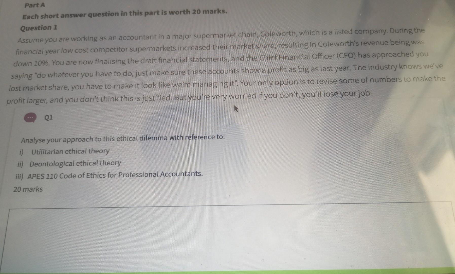  Part A Each short answer question in this part is worth