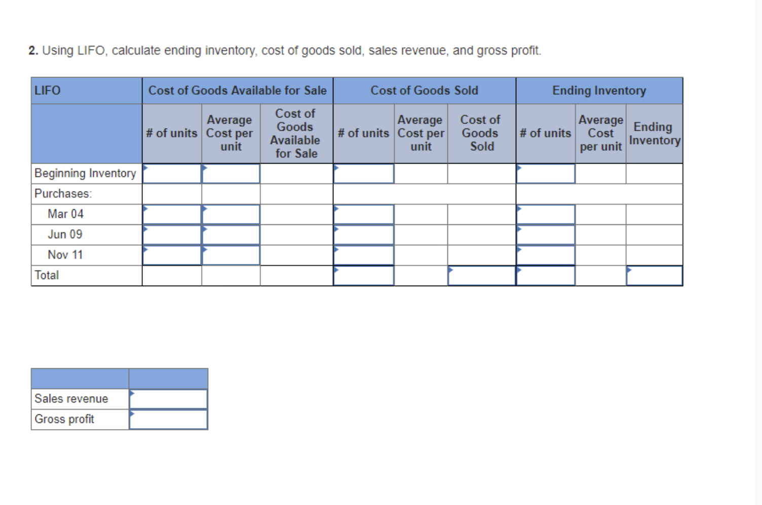  Exercise 6-5(Algo) Calculate inventory amounts when costs are declining (LO6-3) During