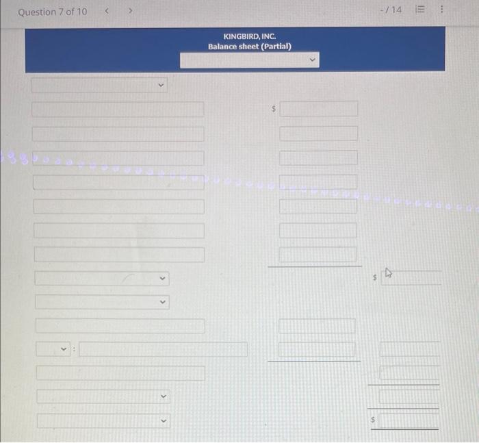 for Kingbird, Inc. at December 31, 2017. Prepare the liabilities section of