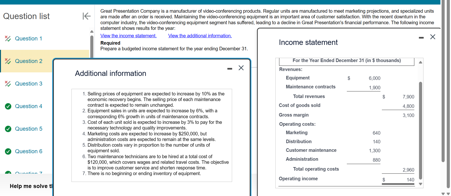  Question list x? Question 1 x? Question 2 Question 4 Question