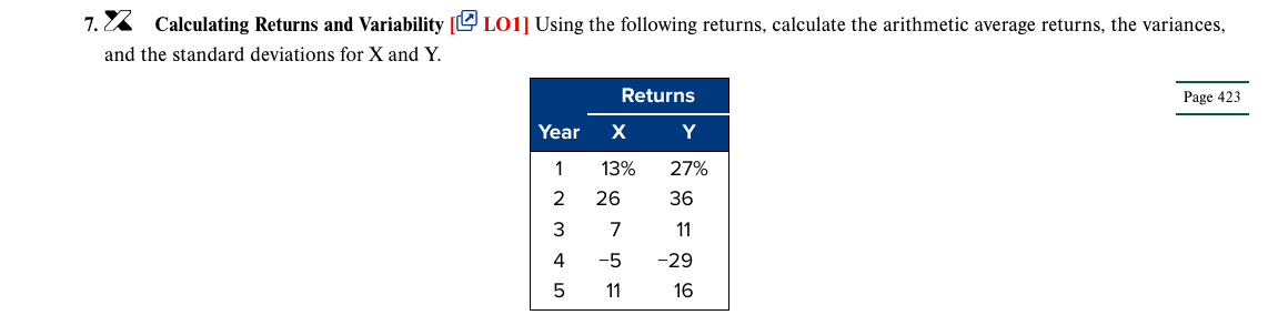  22 Calculating Returns and Variability [ LO1] Using the following returns,