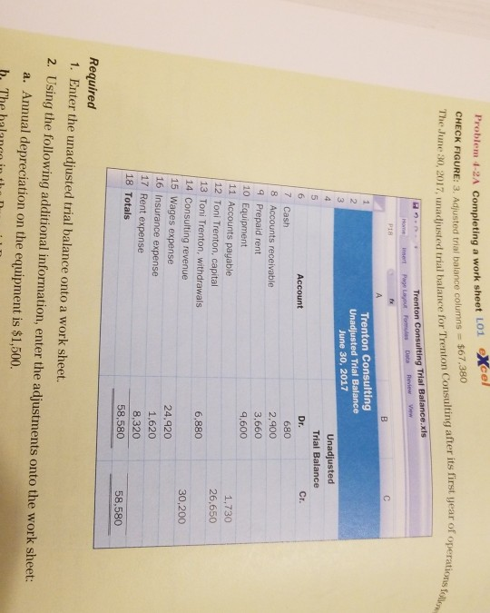  please full calculation and explanation Completing a work sheet Lo1 eXcel