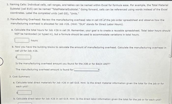 learn to: 1. build calculations to find cumulative costs and unit costs