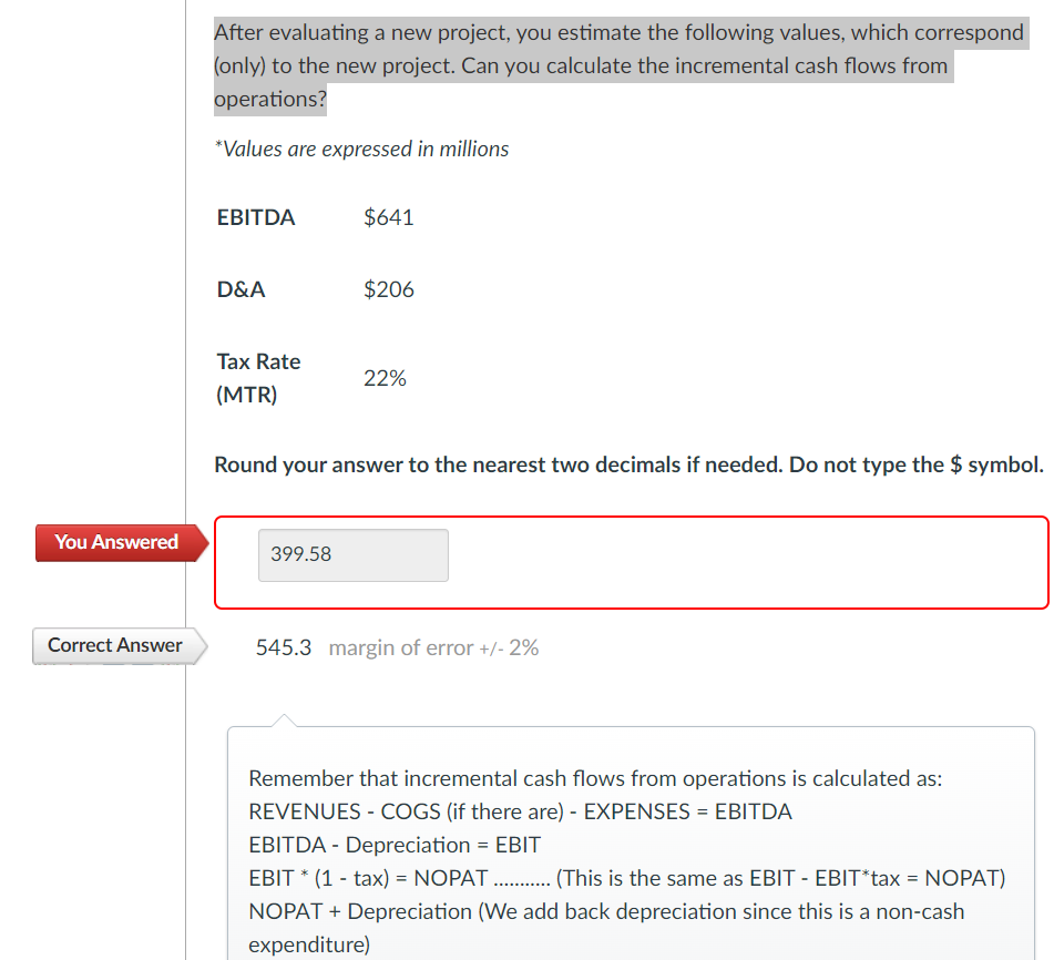 Please show the steps to get the correct answer. Preferably in Excel.
