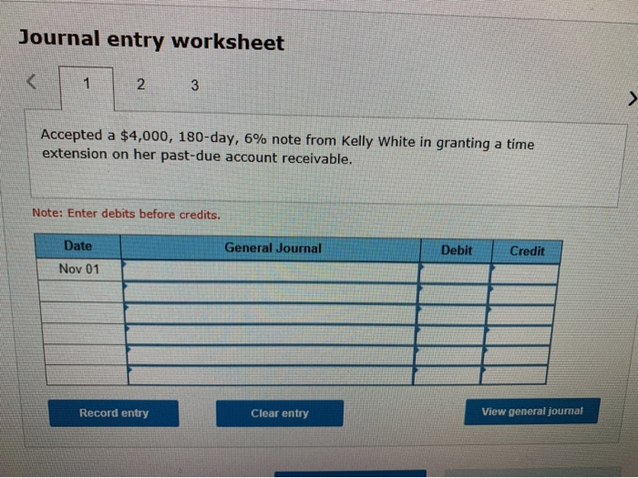 from Kelly White in granting a time extension on her past-due account