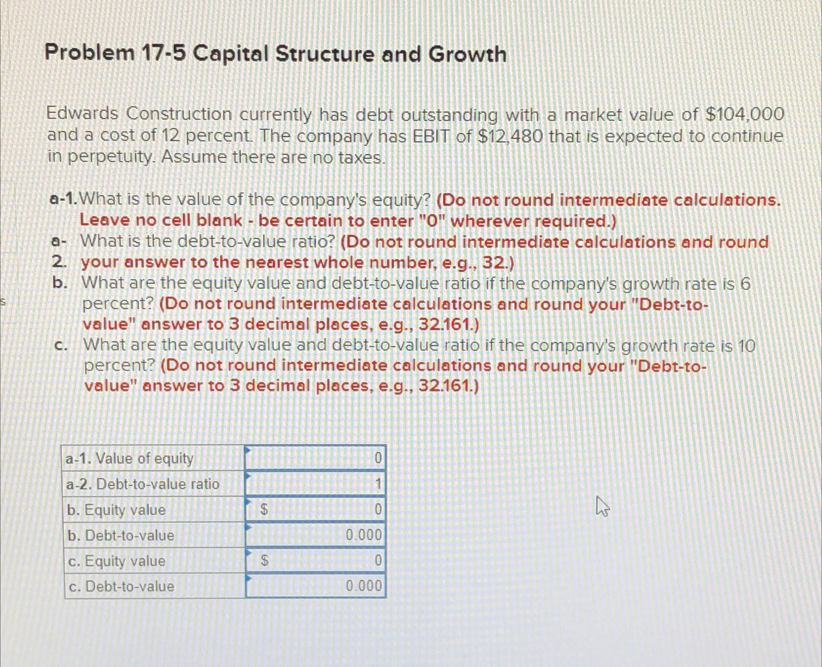  Problem 17-5 Capital Structure and Growth Edwards Construction currently has debt
