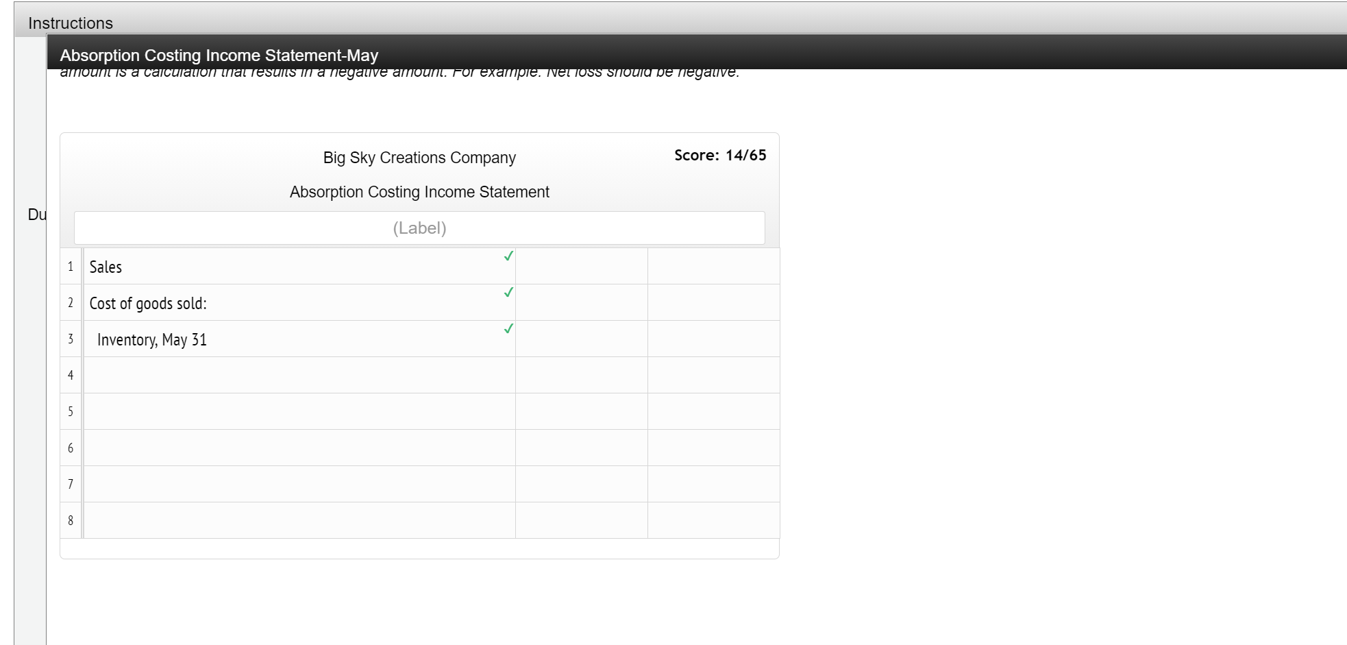 June, and the variable income statement is also for june not only